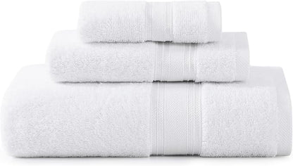 LANE LINEN Bath Towel Set 100% Cotton 3 Piece Soft Absorbent - White | Oeko-Tex Bath Towels - Zero-Twist Cotton, Terry Weave Comfort, Long-Lasting Comfort, Hotel-Style Look, Machine Washable