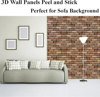 3D Wall Panels Peel and Stick 10 Pcs Brick Textured PVC Panels | 11.81*11.81 Inch, Waterproof, Self-Adhesive Wall Tiles, for Accent Walls, Kitchen, Bathroom, Bedroom & Office Decor