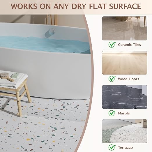 Peel and Stick Floor Tile, 20 PCS 12" x 12" Waterproof Marble Texture Luxury Vinyl Tiles, Easy DIY Self Adhesive Vinyl Flooring for Bathroom, Kitchen, Living Room, Modern Terrazzo