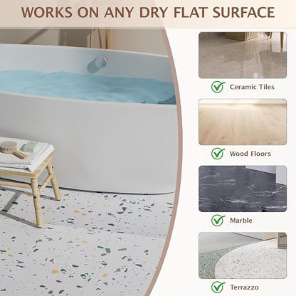 Peel and Stick Floor Tile, 20 PCS 12" x 12" Waterproof Marble Texture Luxury Vinyl Tiles, Easy DIY Self Adhesive Vinyl Flooring for Bathroom, Kitchen, Living Room, Modern Terrazzo