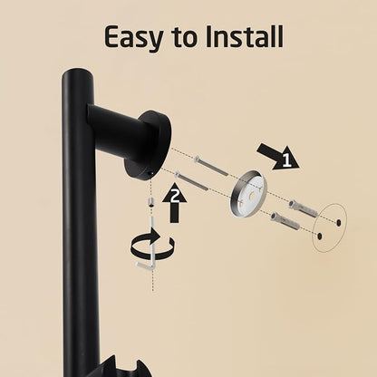 KES Adjustable Shower Head Holder with Slide Bar Combo, Handheld Shower Head with Hose 5-Function Handheld Shower Kit with Handheld Set Matte Black, F204-BK-C1