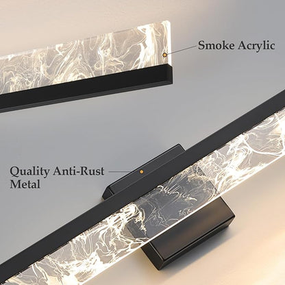 Modern Bathroom Light Fixtures Over Mirror - 24 Inch Black Vanity Light Bar 18W 3000K Dimmable LED Vanity Lighting Fixtures for Restroom Mirror