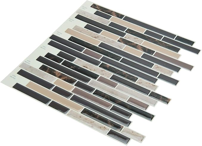 Art3d Peel and Stick Stone Wall Tile, 11.8" x 11.8", 10-Sheet, Brown Marble | Moisture Resistant, Strong Adhesive, Sturdy, Cleanable, Easy to Install, for Kitchen, Laundry Room, Ideal for New Home Buyers
