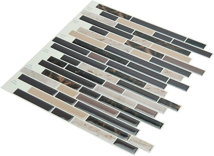 Art3d Peel and Stick Stone Wall Tile, 11.8" x 11.8", 10-Sheet, Brown Marble | Moisture Resistant, Strong Adhesive, Sturdy, Cleanable, Easy to Install, for Kitchen, Laundry Room, Ideal for New Home Buyers