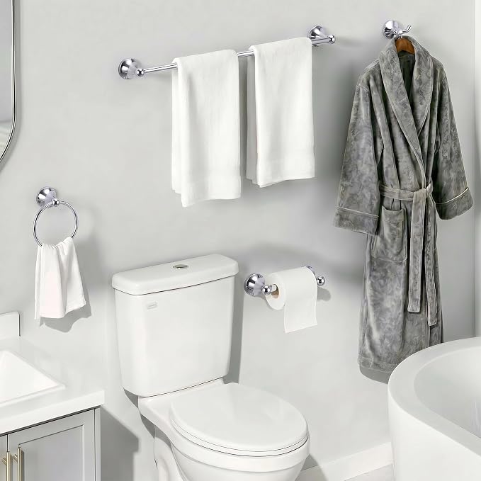 24-Inch Wall Mounted Towel Racks for Bathroom, 4-Piece Towel Bar Set | Rust-Resistant SUS 304 Stainless Steel, 4-Piece Towel Bar Set, Space-Saving Design, Easy Mount for Bath Towel Storage Home