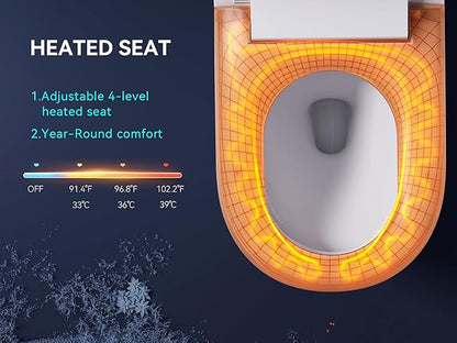 MEJE Smart Toilet with Auto Open/Close, ADA Comfort Height, Auto Flush, Blackout can Flush, Heated Seat,One Piece Elongated Bidet Toilet with Tank Built in