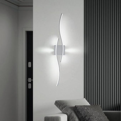 Modern Led Wall Sconces, 32inch Bathroom Mirror Vanity Light, 28W 6000K Wall Light Fixtures Stair Lights, Indoor Wall Decor Bedside Wall Lamp for Bedroom Living Room Hallway Hotel - Silver
