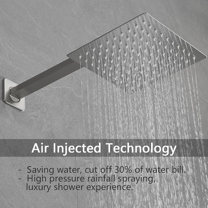 Brushed Nickel Shower Faucet Set Bathroom Luxury Rainfall Shower System with Rain Shower Head Single Function Shower Trim Kit with Rough-in Valve