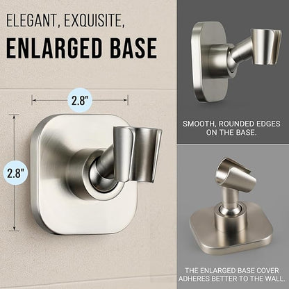 G-Promise Metal Handheld Shower Head Holder, No-Drill (Brushed Nickel) | Adhesive or Drilled Installation, Wide Adjustment Range Fits All Family Heights, Firmly Secure Showerhead, Easy to Install