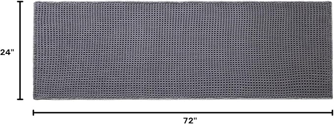 TYUU Waffle Runner Rug Bathroom, Long Boho Bath Mat, 72x24 Grey | Super Absorbent Quick Dry Bath Rug, Non-Slip Backing, Soft Waffle Washable Farmhouse Bathroom Mats, Tub, Shower & Home Decor