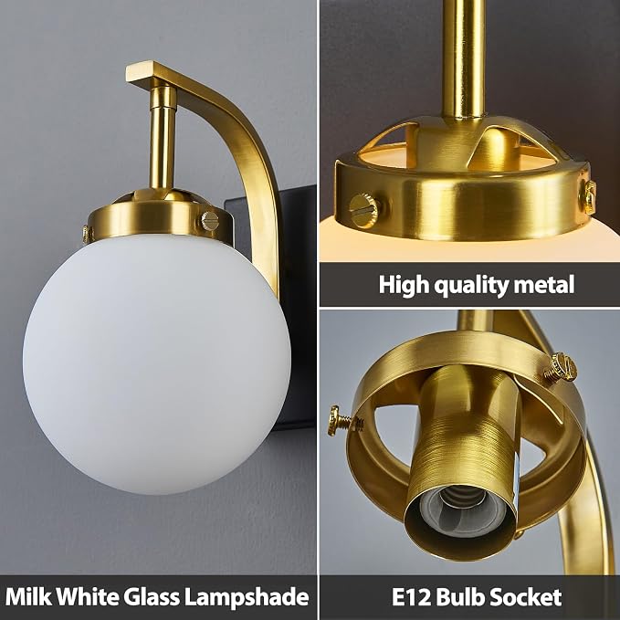 2 Lights Bathroom Vanity Light Fixtures Over Mirror Modern Sand Black Gold Wall Sconce Vanity Light for Bathroom Lighting