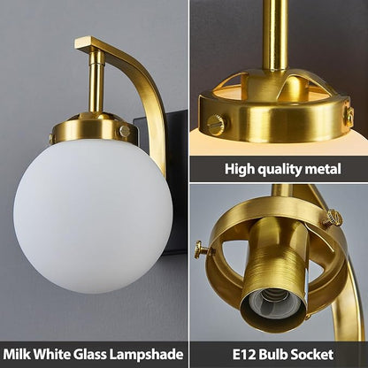 2 Lights Bathroom Vanity Light Fixtures Over Mirror Modern Sand Black Gold Wall Sconce Vanity Light for Bathroom Lighting