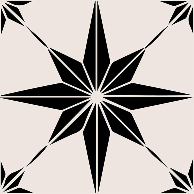 HomeRoots 4" x 4" Black and White Mono Cross Peel and Stick Tiles