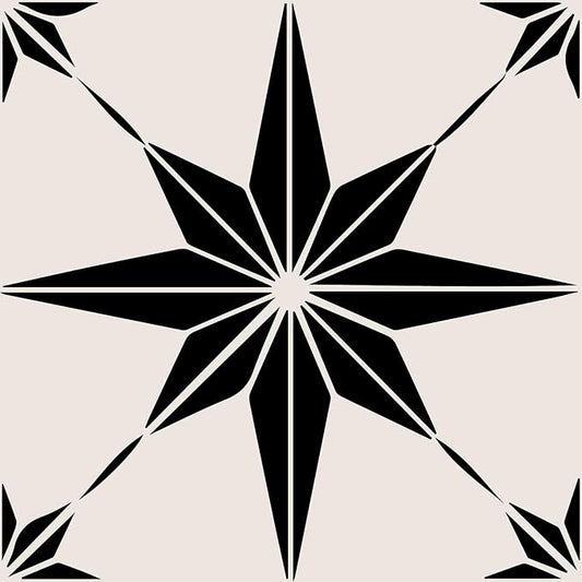 HomeRoots 4" x 4" Black and White Mono Cross Peel and Stick Tiles