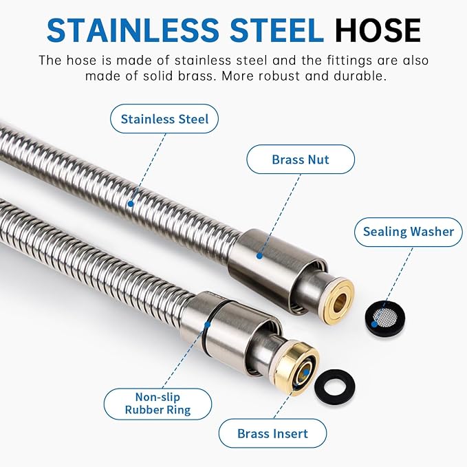G-Promise High Pressure 6 Mode Hand Held Shower Head with Extra Long Hose | High Pressure, 6 Spray Mode, Easy Install, Adjustable Angle, Extra Long Hose, Modern Upgrade