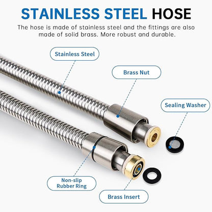 G-Promise High Pressure 6 Mode Hand Held Shower Head with Extra Long Hose | High Pressure, 6 Spray Mode, Easy Install, Adjustable Angle, Extra Long Hose, Modern Upgrade