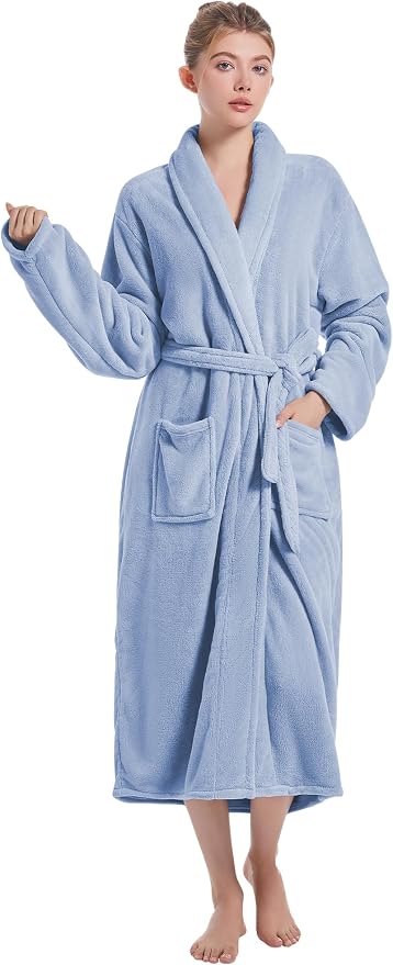 Soft Robe For Women，Warm Plush Bath Robes Female，Spa Towel After Shower Lightweight Long Bathrobe