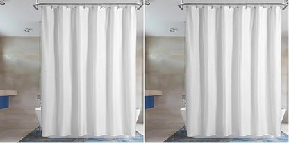 Barossa Design Waterproof Fabric Shower Curtain or Liner Microfiber - Soft Cloth & Hotel Quality, Machine Washable White Shower Curtain Liner for Bath Tub, 72x72 Inches (Pack of 2)
