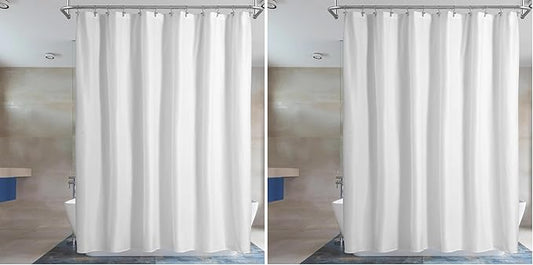 Barossa Design Waterproof Fabric Shower Curtain or Liner Microfiber - Soft Cloth & Hotel Quality, Machine Washable White Shower Curtain Liner for Bath Tub, 72x72 Inches (Pack of 2)