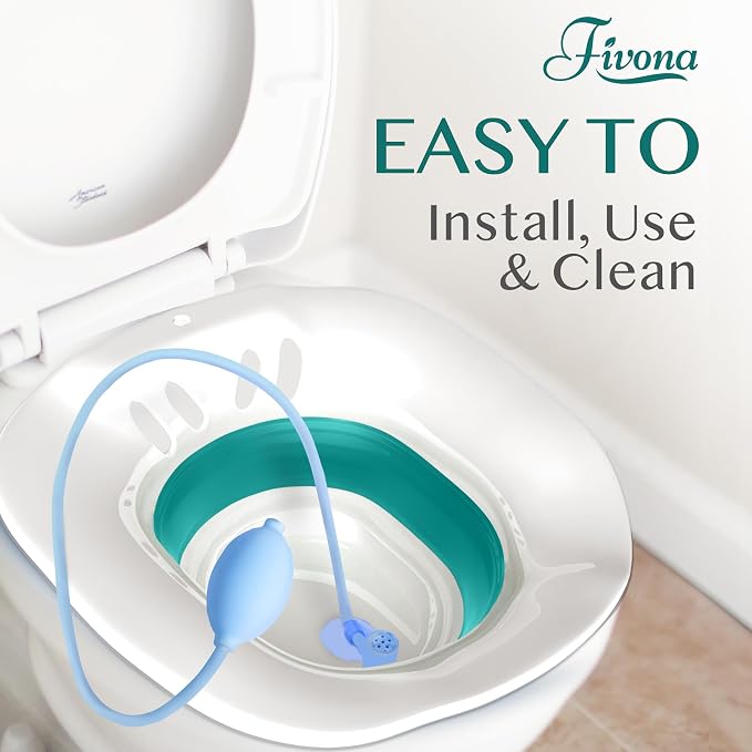 Sitz Bath for Hemorrhoids Soak and Postpartum Care | Toilet Seat | Bartholin Cyst Tub | at Home Soaking Procedures for Men and Detox Vaginal Steaming for Women with Massage Hand Flusher
