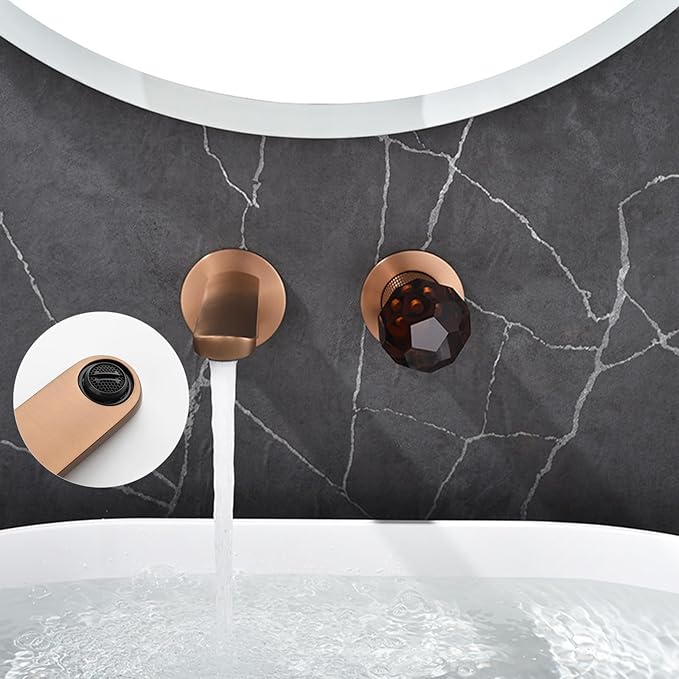 BiaoTeng Concealed Wall Mounted Faucet Bathroom Brass Hot and Cold Bathroom Vanity for Wall Mounted Faucet Grey