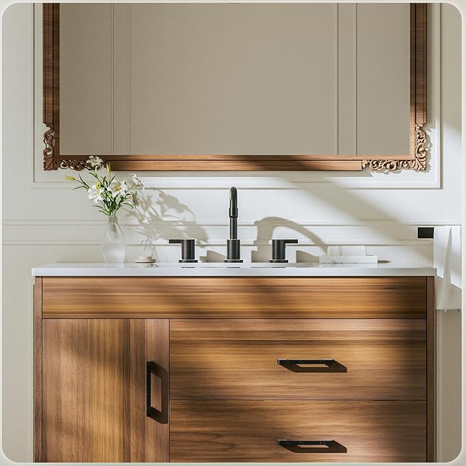 Phiestina 8 Inch 2 Handles 3 Hole Widespread Bathroom Faucet with Valve and Metal Pop-Up Drain, Oil Rubbed Bronze, WF015-1-ORB