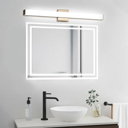 LED Bathroom Vanity Light Fixtures 31.5in Brushed Nickel,Dimmable24W 4000K Natural White Square Wall Fixture, Modern Lighting for Over Mirror, Damp Rated