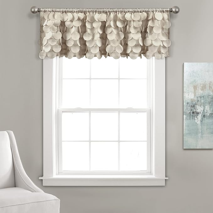 Lush Decor Gigi Valance Curtain Single 70" W x 14" L Wheat - Neutral Valances for Windows - Vintage Kitchen Curtains - Glam Decor - Bathroom Valance