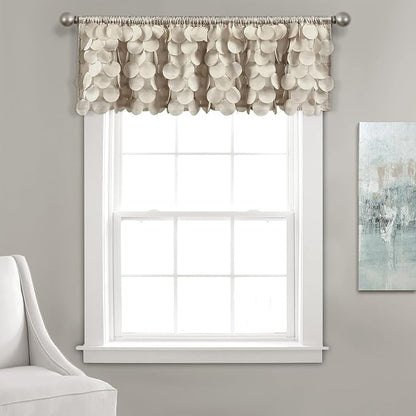 Lush Decor Gigi Valance Curtain Single 70" W x 14" L Wheat - Neutral Valances for Windows - Vintage Kitchen Curtains - Glam Decor - Bathroom Valance