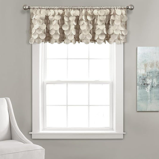 Lush Decor Gigi Valance Curtain Single 70" W x 14" L Wheat - Neutral Valances for Windows - Vintage Kitchen Curtains - Glam Decor - Bathroom Valance