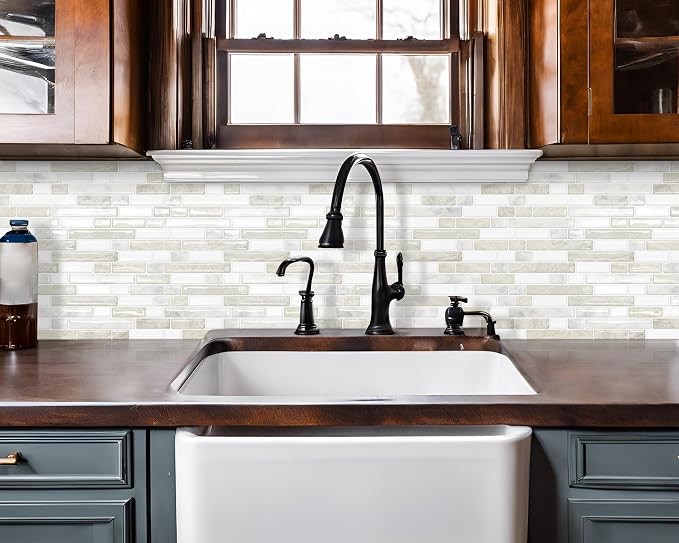 Peel and Stick Backsplash 3D Self Adhesive Wall Tile Beige 10 Sheet | Thick,Sticky,Vinyl,12"x12",Marble,for Kitchen,Bathroom