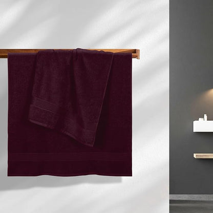 Cotton 2 Pack Oversized Bath Towel Set 28x55 inches, Large Bath Towels, Ultra Absorbant Compact Quickdry & Lightweight Towel, Ideal for Gym Travel Camp Pool - Burgundy Red