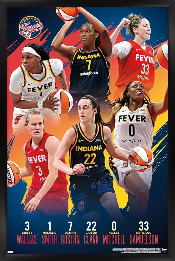 Trends International WNBA Indiana Fever -Team 24 Wall Poster, 34L x 22.4W, Black Framed Version