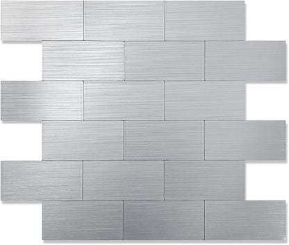 2026 New Upgrade Peel and Stick Backsplash Tile, Peel and Stick 11.34" X 11.57" Wall Tile for Kitchen, Bathroom, Fireplace, Laundry (Silver Metal, 1 Pack)