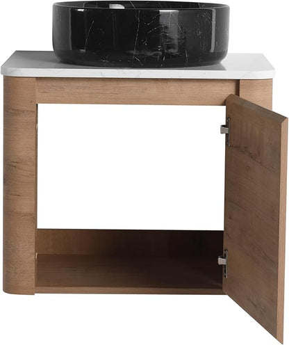 Malwee 24" Floating Bathroom Vanity with Sink, 24 Inch Wall Mounted Bathroom Cabinet Combo, Modern Single Sink Bath Storage Vanity Set, with 1 Soft Close Door and Ceramic Vessel Basin Top(24-RR