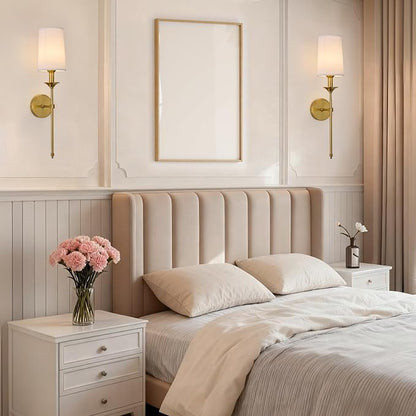 PASSICA DECOR Hardwired Wall Sconces Set of 2 Candle Gold Wall Light for Bedroom Living Room Vanity Hallway Farmhouse Wired Bathroom Sconce