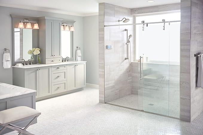 Moen Voss Brushed Nickel 3-Light Dual-Mount Bathroom Vanity Fixture with Frosted Glass, Bath Lighting Above Sink, YB5163BN