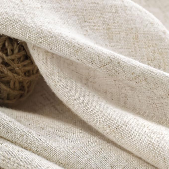 Farmhouse Shower Curtain Ruffle Linen Flax Ivory White 72"W x 84"L | Linen Fabric, Farmhouse Boho, Bottom Ruffle, Rustic, Country, Natural Look, Washable, Shower Curtain for Bathroom Bathtub