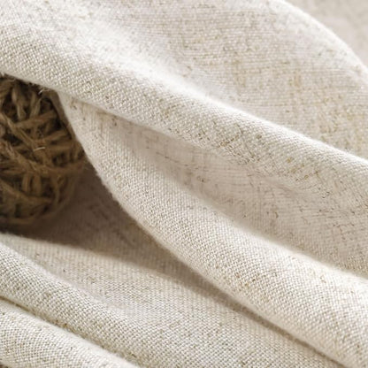 Farmhouse Shower Curtain Ruffle Linen Flax Ivory White 72"W x 84"L | Linen Fabric, Farmhouse Boho, Bottom Ruffle, Rustic, Country, Natural Look, Washable, Shower Curtain for Bathroom Bathtub