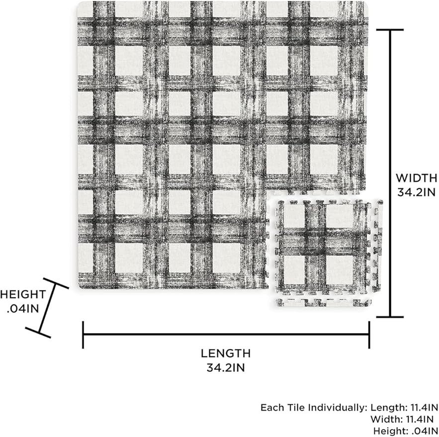 FloorPops FPF3751 Sawyer Plaid Interlocking Floor Tiles, Black