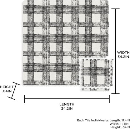 FloorPops FPF3751 Sawyer Plaid Interlocking Floor Tiles, Black