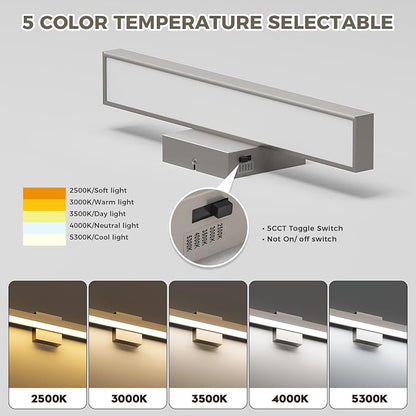 Modern Brushed Nickel Vanity Light 5CCT Dimmable Bathroom Wall Light | Vanity Light for Bathroom Over Mirror 16.53 inch Bath Vanity Lights Bar
