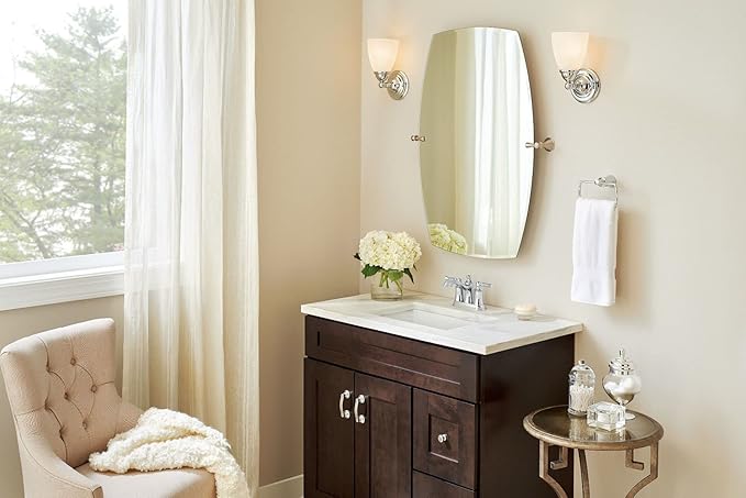 Moen YB2261CH Brantford 1-Light Dual-Mount Bath Bathroom Vanity Fixture with Frosted Glass, Chrome