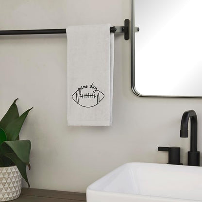 SKL Home Fall/Autumn/Football Game Day 100% Cotton Embroidered 2pc Hand Towel Set, Decorative for Bath/Kitchen/Bar & Gift, Gray
