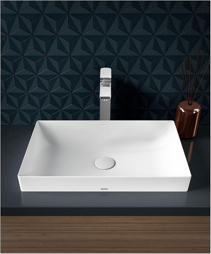 TOTO Kiwami Rectangular 20" Vessel Bathrroom Sink with CEFIONTECT, Cotton White - LT475GR#01