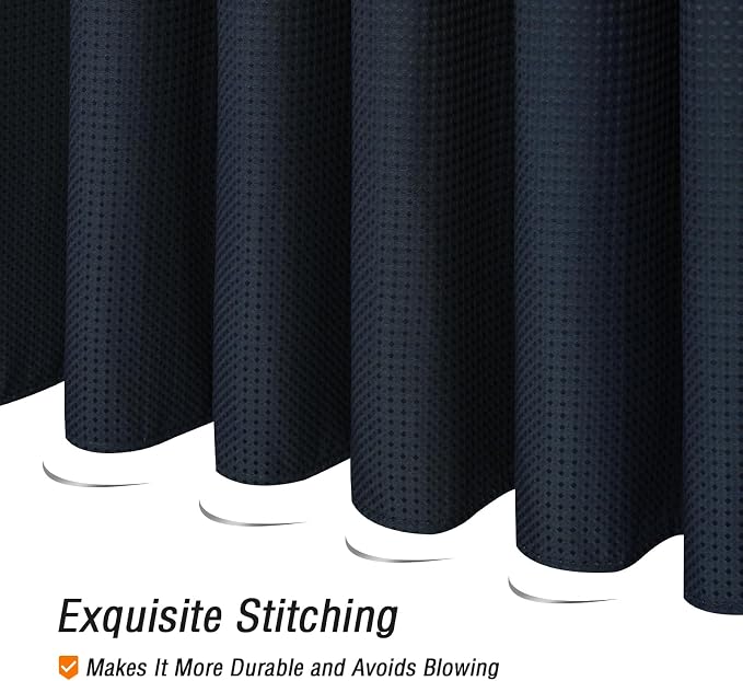 Long 230GSM Navy Blue Shower Curtain, 72 x 78 | 230GSM Tall Fabric Shower Curtain for Bathroom, Water Repellent, Machine Washable