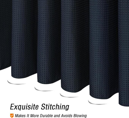 Extra Long 230GSM Navy Blue Shower Curtain, 72 x 84 | 230GSM Tall Fabric Shower Curtain for Bathroom, Water Repellent, Machine Washable