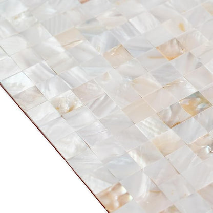 Natural Mother of Pearl Peel and Stick Mosaic Wall Tiles 10 Pack | 12×12" Self-adhesive Peel and Stick Shower Tile Waterproof, Stick on Wall Panels, Shell Backsplash Tiles for Kitchen Bathroom