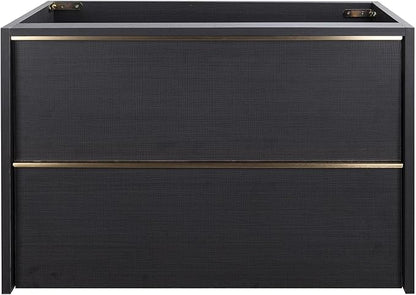 30 Inch Bathroom Vanity with Sink, Floating Vanity Bathroom, Modern Wall Mount Bathroom Cabinet, Double Drawers, Gold Handle, Suitable for All Kinds of bathrooms (Without Sink, 30")