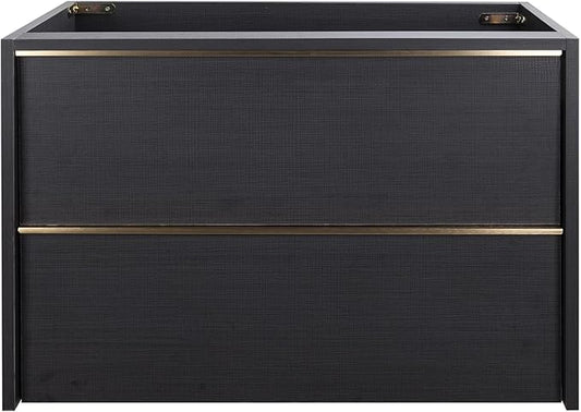 30 Inch Bathroom Vanity with Sink, Floating Vanity Bathroom, Modern Wall Mount Bathroom Cabinet, Double Drawers, Gold Handle, Suitable for All Kinds of bathrooms (Without Sink, 30")